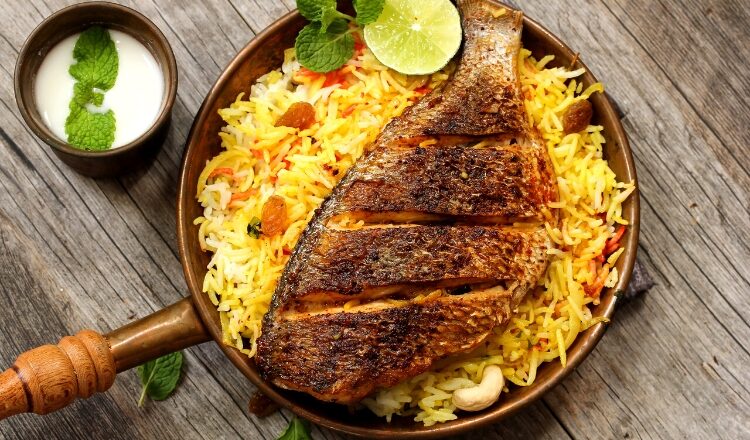 arroz para acompanhar peixe