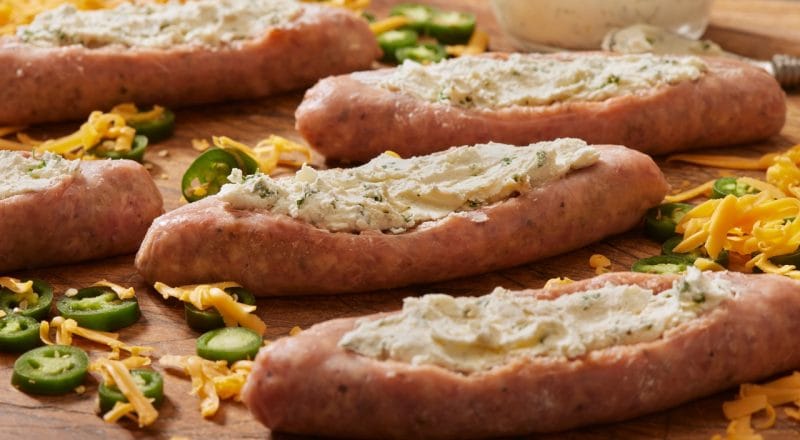 Linguiça recheada no forno