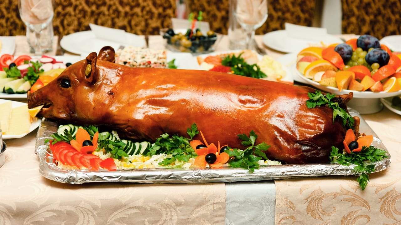 Carne de porco para o natal