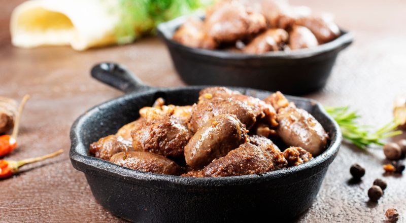 Coração de frango frito