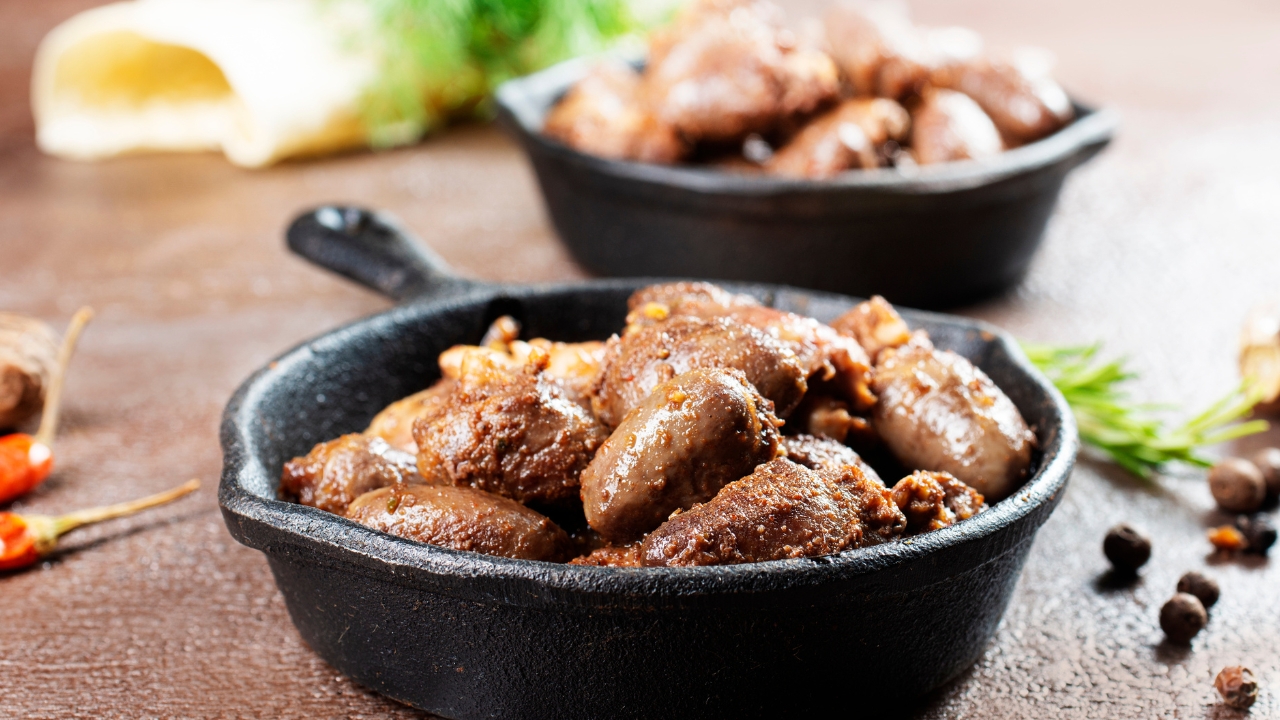 Coração de frango frito