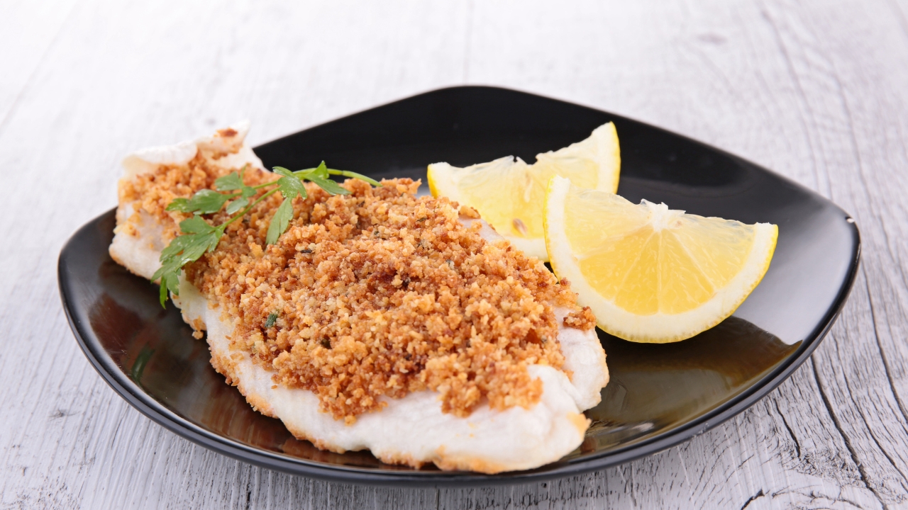 Peixe com crosta de castanha