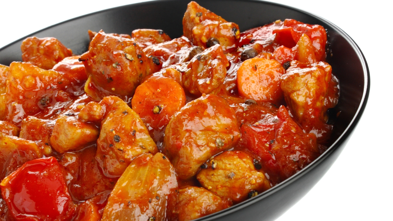 Receita com carne de porco em pedaços