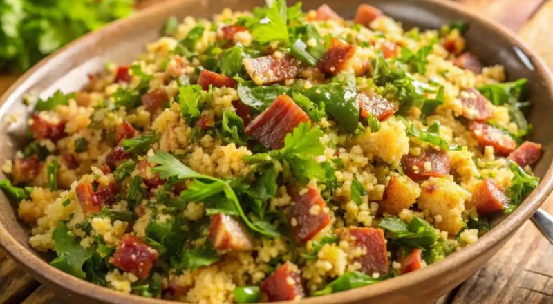 Farofa de bacon com couve