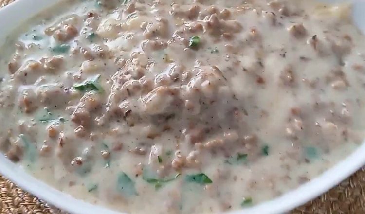 Carne moída com molho branco