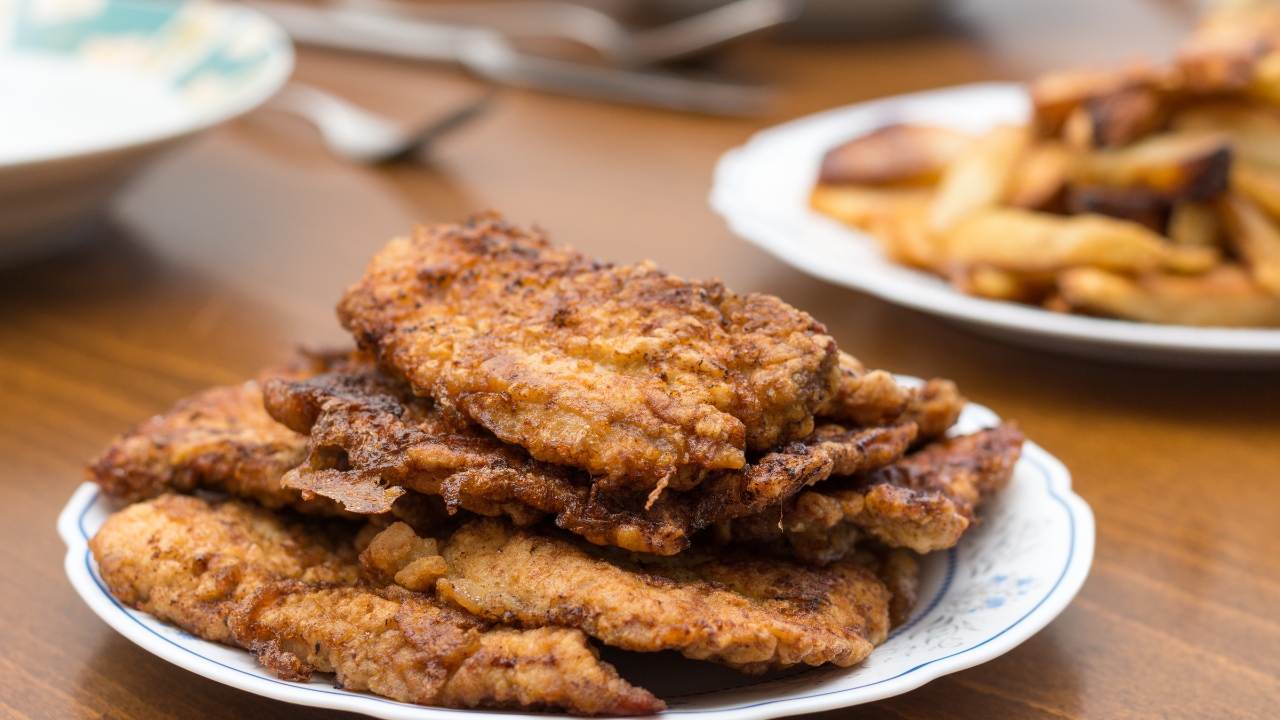 Bife à milanesa com farinha de trigo