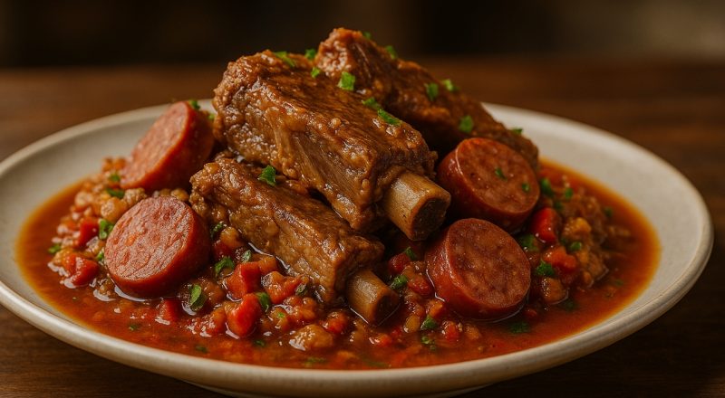 Costela com linguiça na panela de pressão