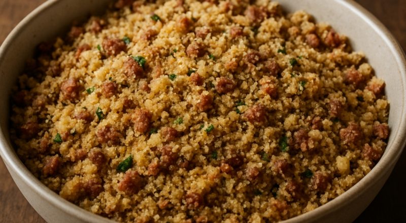 Farofa de linguiça toscana
