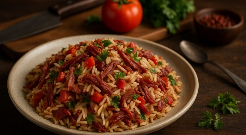 Arroz com carne seca