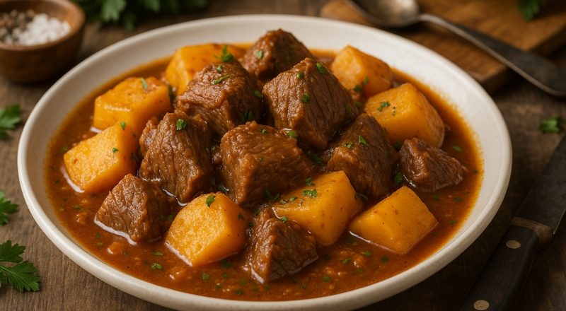 Carne de panela com batata doce