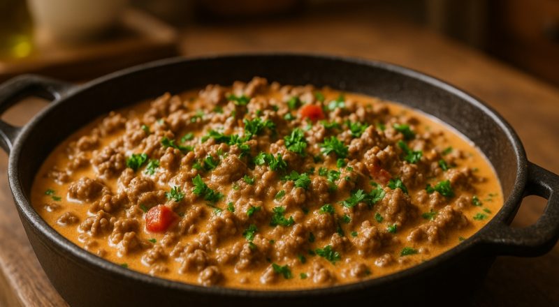 Carne moída com creme de leite