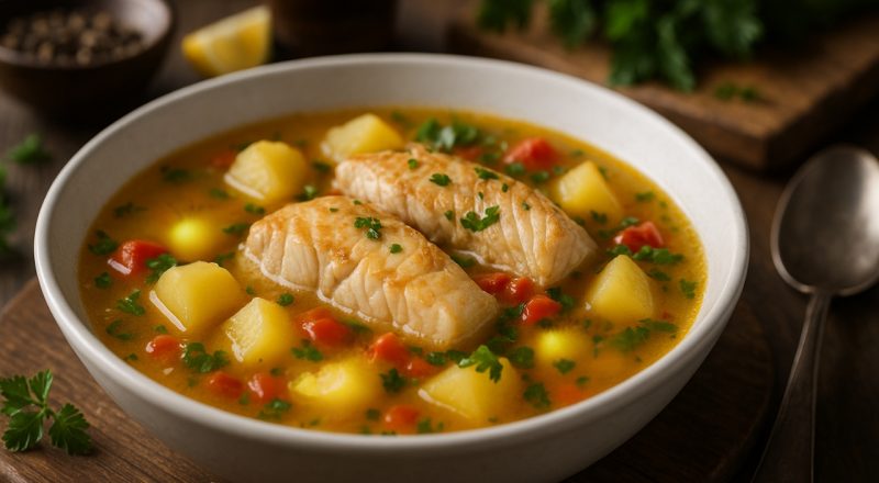 Caldo de peixe com batata