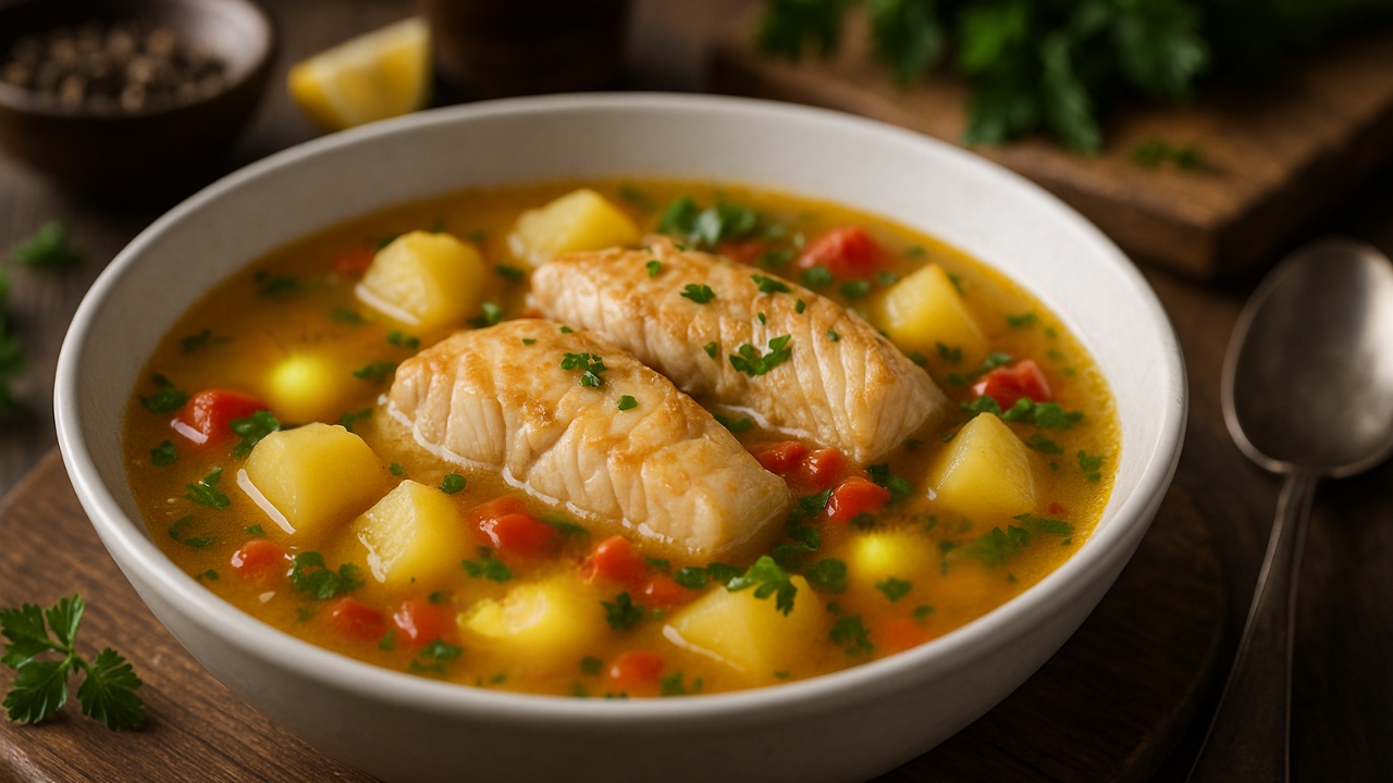 Caldo de peixe com batata