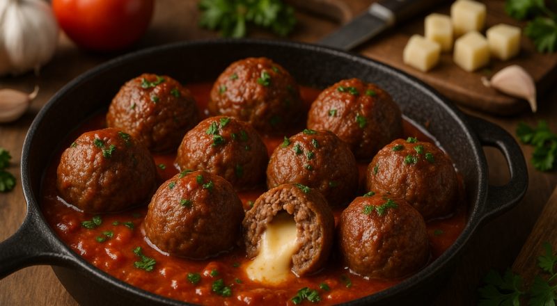 Almôndega recheada com queijo