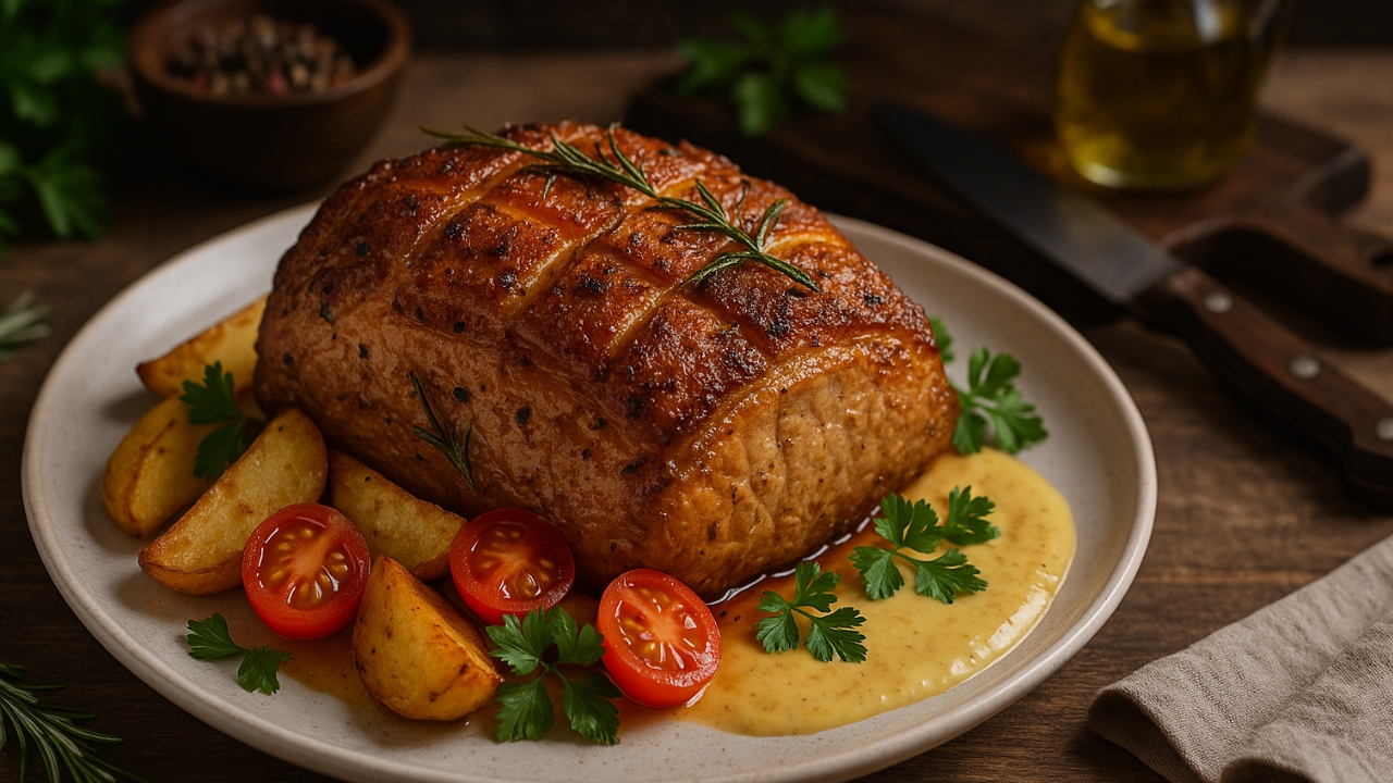 Picanha suína temperada no forno