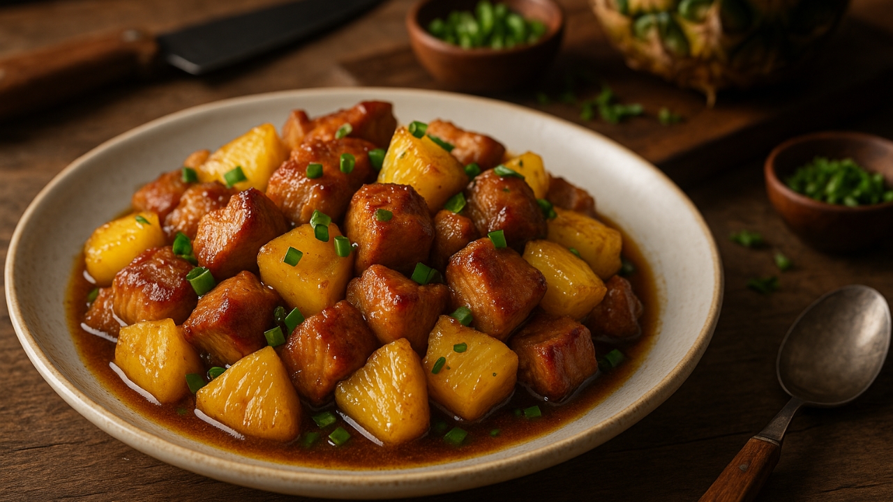 Abacaxi com carne de porco