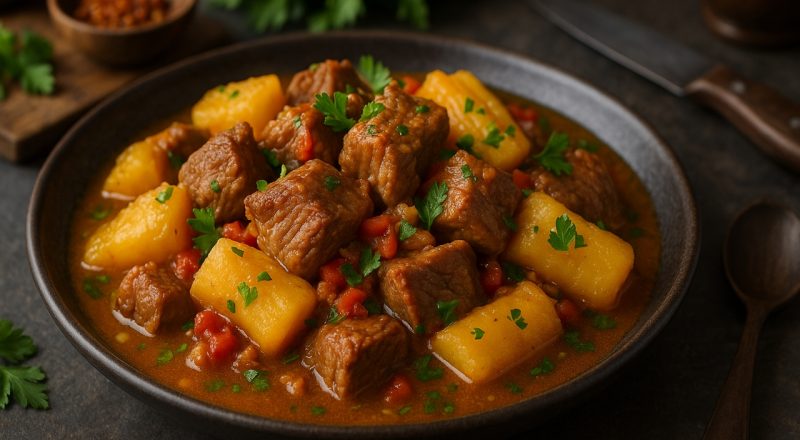 Carne de porco com mandioca