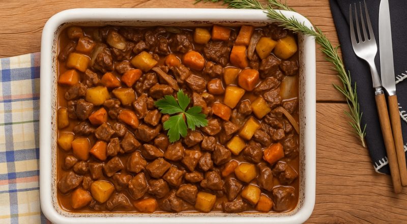 Carne picada no forno