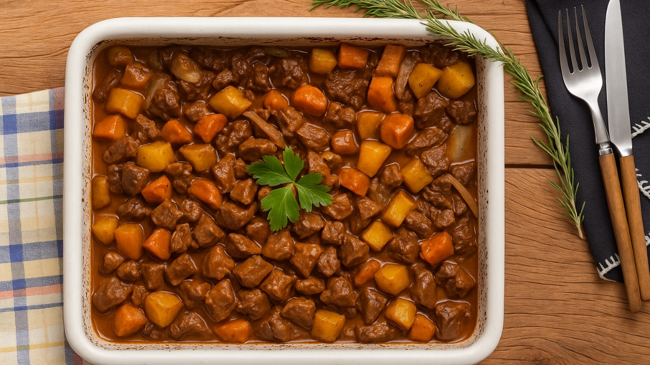 Carne picada no forno
