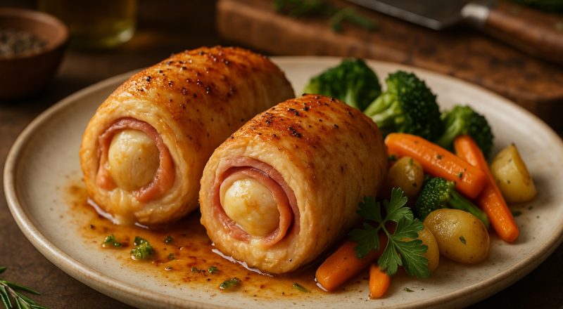 Frango enrolado com presunto e queijo