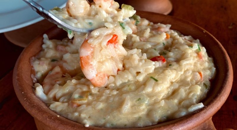 Arroz com camarão cremoso