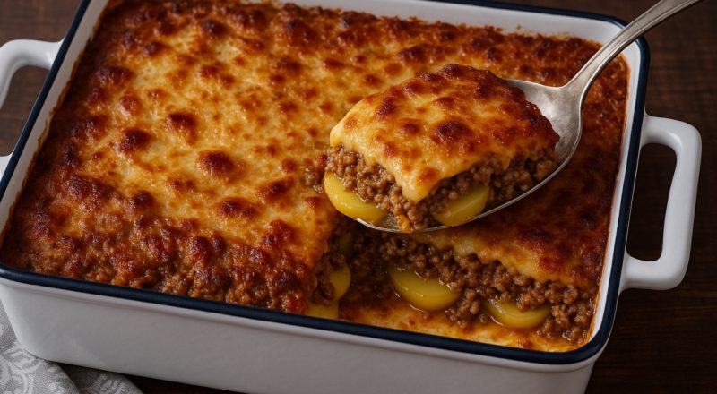 Batata com carne moída no forno