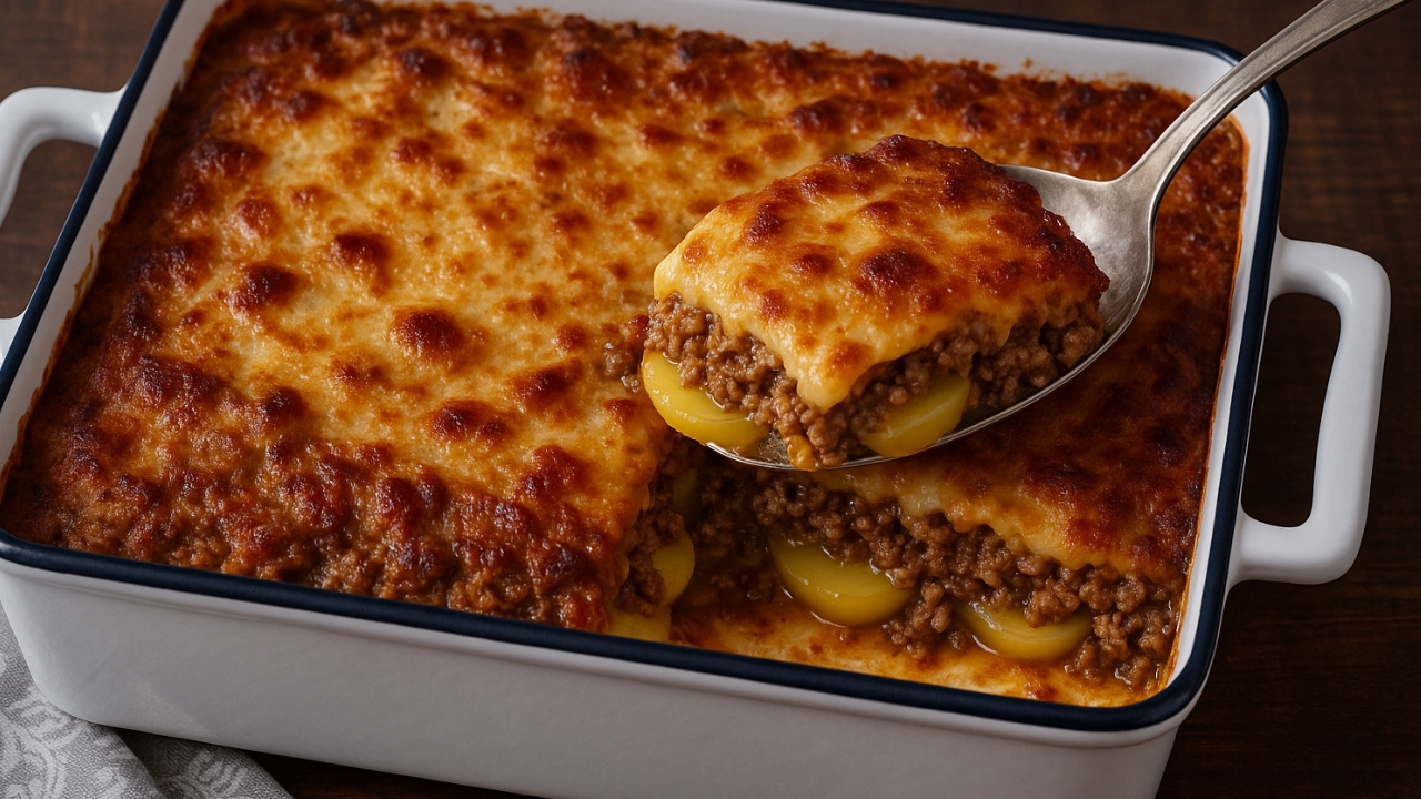 Batata com carne moída no forno