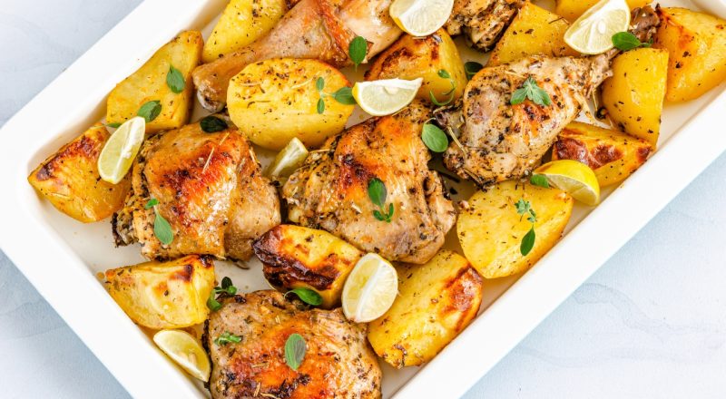 Batata com frango ao forno