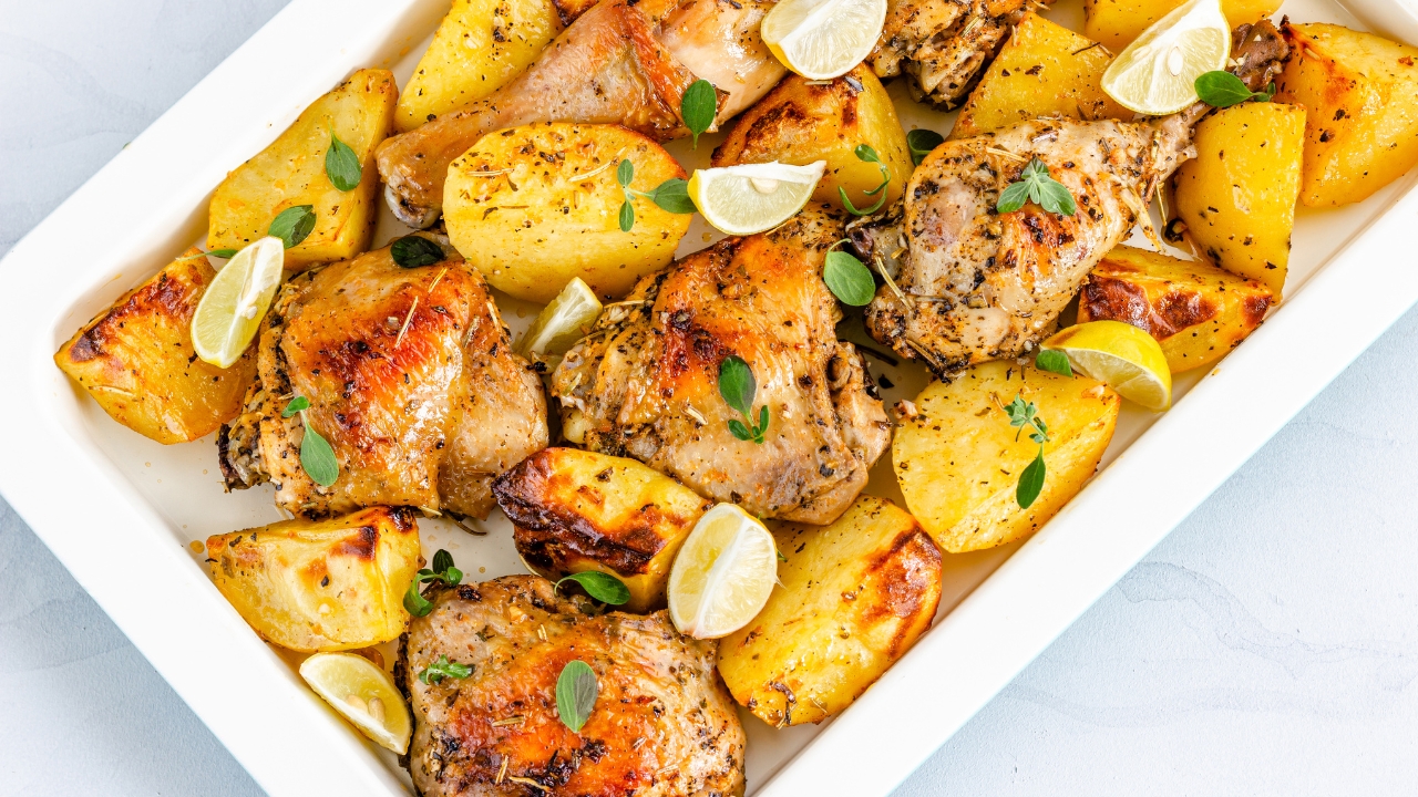 Batata com frango ao forno