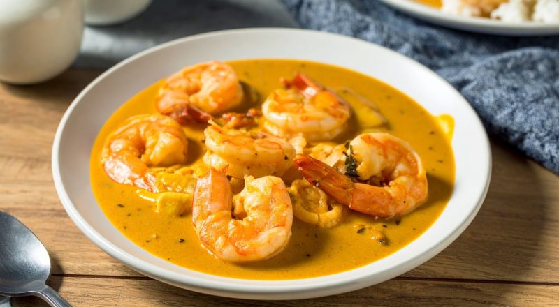 Caldo de batata baroa com camarão