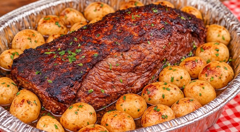 Carne assada com batata no forno