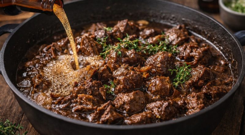 Carne com cerveja na panela de pressão