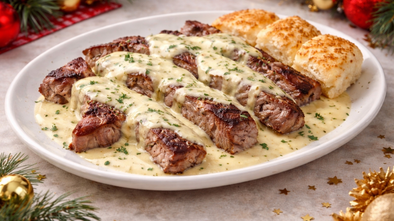 Carne com creme de queijo