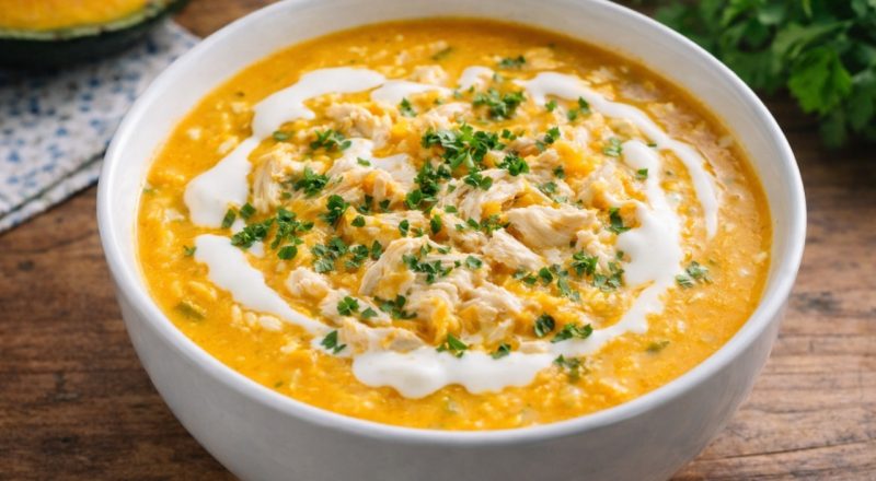 Creme de abóbora com frango