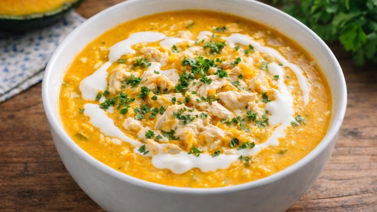 Creme de abóbora com frango