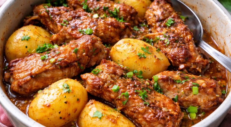 Bisteca na pressão com batata