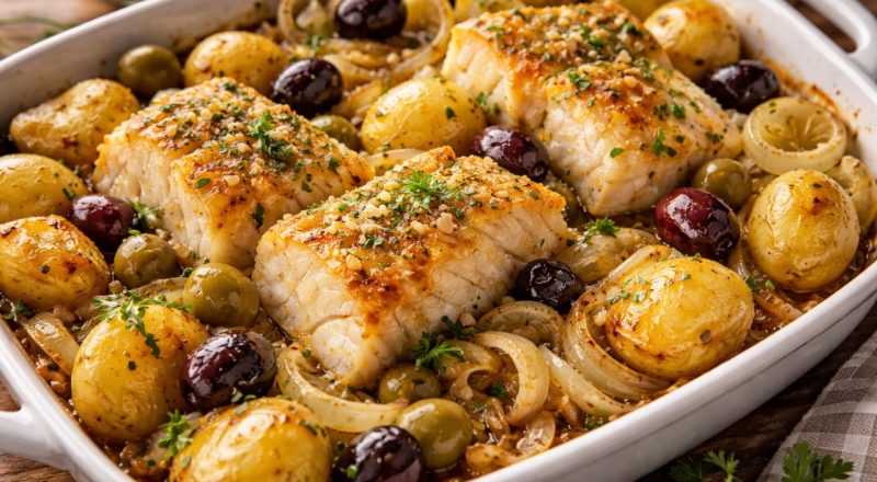 Bacalhau com batata e cebola