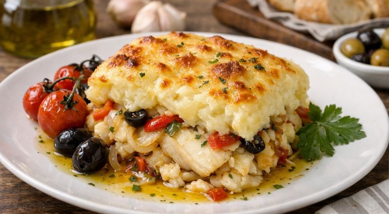 Bacalhau com purê de batata
