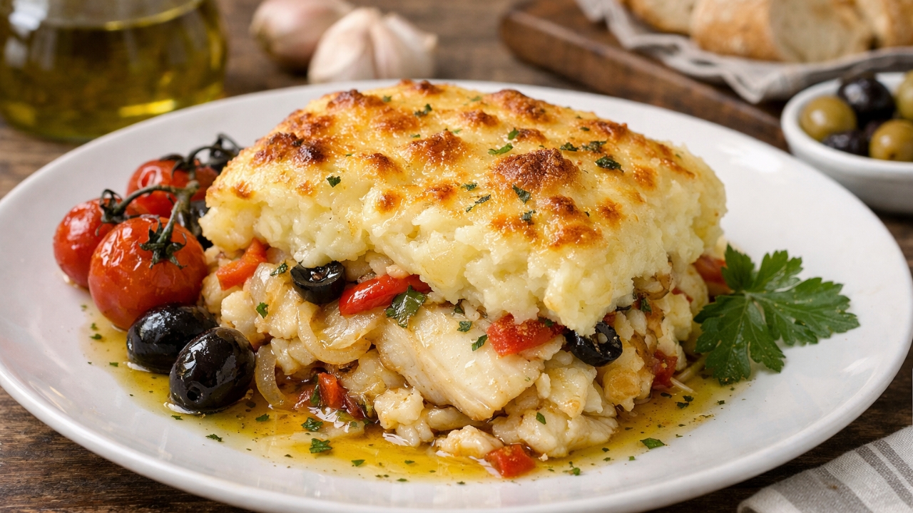 Bacalhau com purê de batata