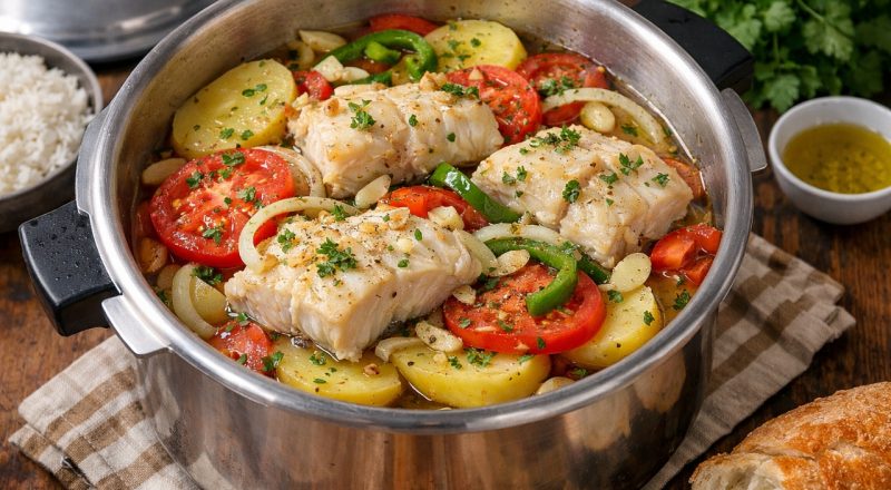 Bacalhau na panela de pressão