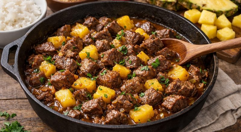 Picadinho de carne com abacaxi