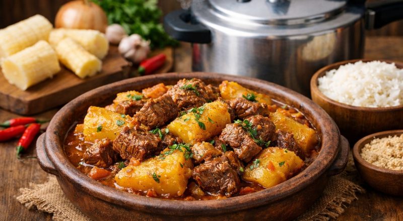 Receita de carne com aipim na panela de pressão