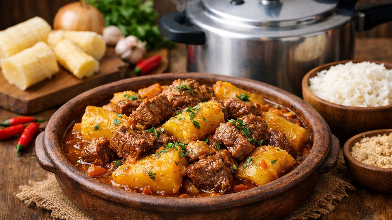 Receita de carne com aipim na panela de pressão