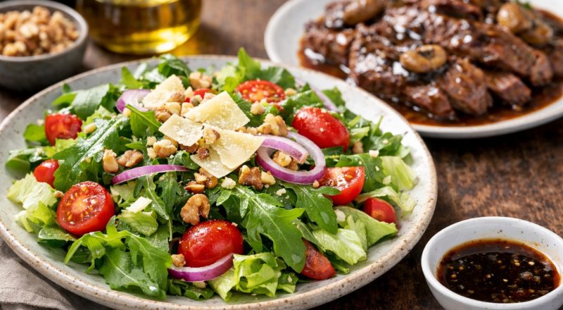 Salada para acompanhar carne ao molho madeira