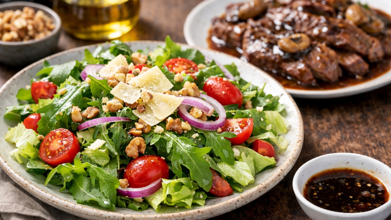 Salada para acompanhar carne ao molho madeira
