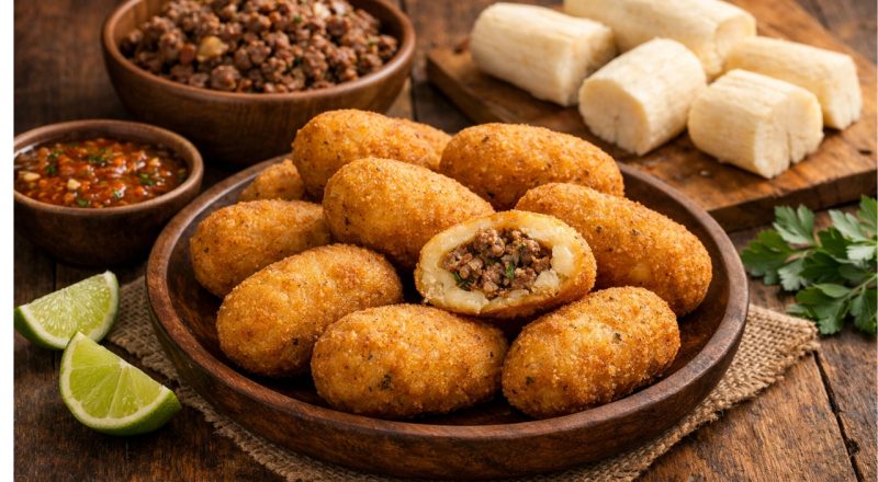 como fazer bolinho de mandioca com carne moída