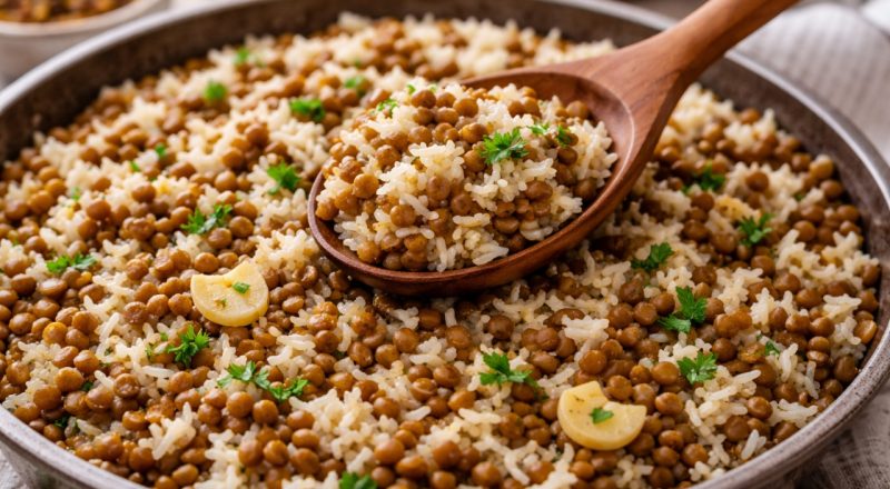 Pode cozinhar a lentilha junto com o arroz