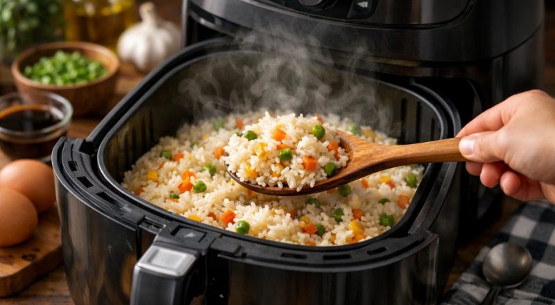 Pode esquentar arroz na airfryer