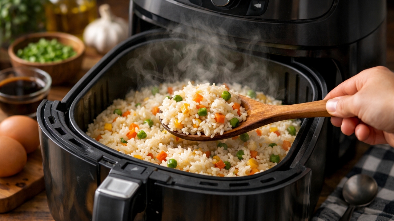Pode esquentar arroz na airfryer