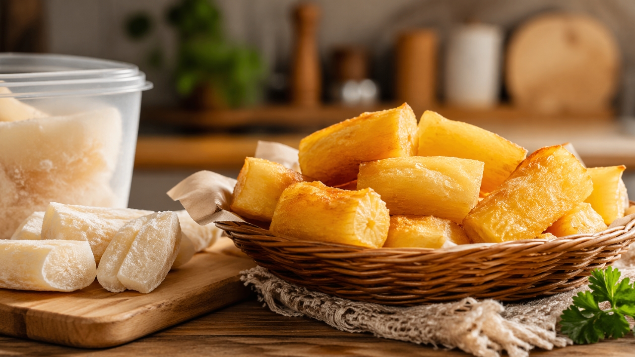 Pode fritar mandioca congelada